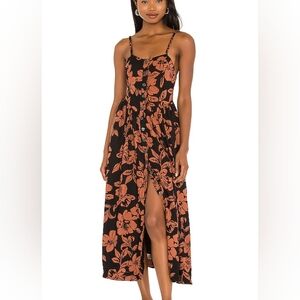 NWOT! Free People Black and Orange Floral Maxi Dress